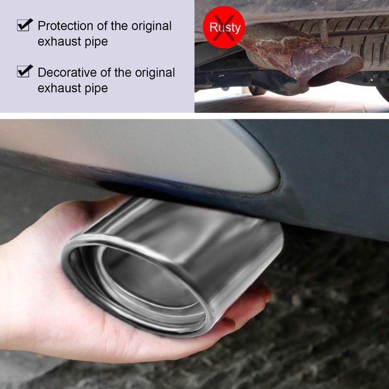 Dsycar Adjustable 1.75-2.75 Inch Inlet Exhaust Tips, 3.5" Oval Outlet, Stainless Steel Exhaust Pipe Tips for 1.75"/2"/2.25"/2.5"/2.75" Outside Diameter Tailpipe (Large Straight) - Image 5